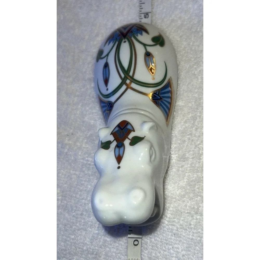 VTG Elizabeth Arden The Pharaohs 1982 Hippo Ceramic Art Deco Trinket Dish 5x2